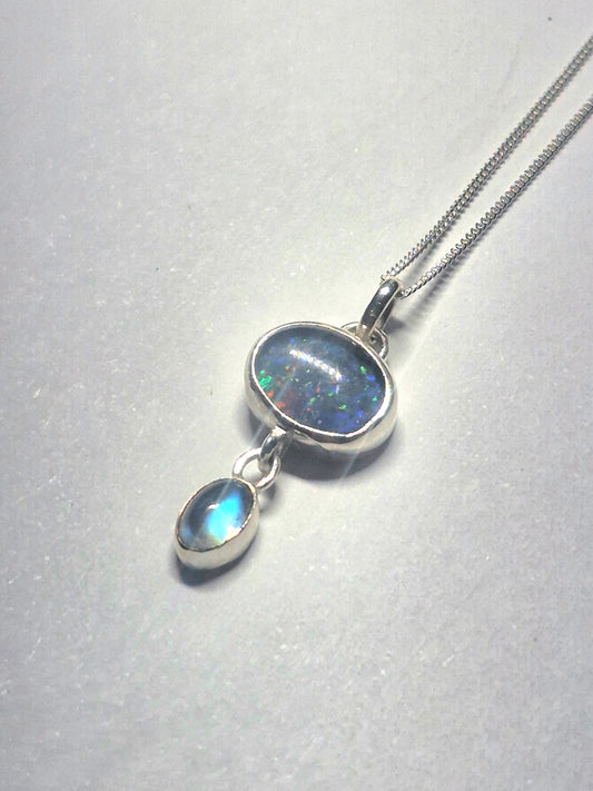 Opal and moonstone necklace