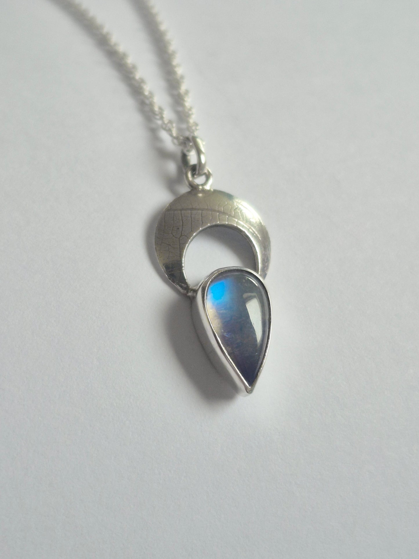 Moonstone necklace crescent moon