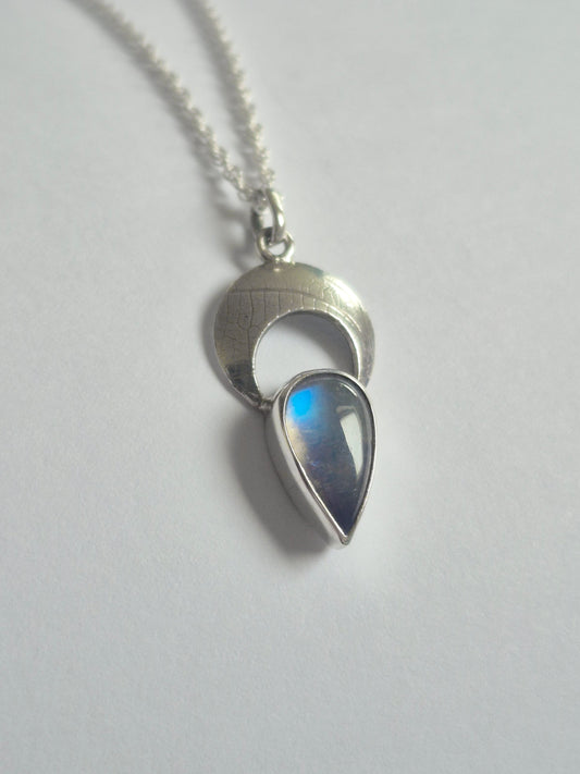 Moonstone necklace crescent moon
