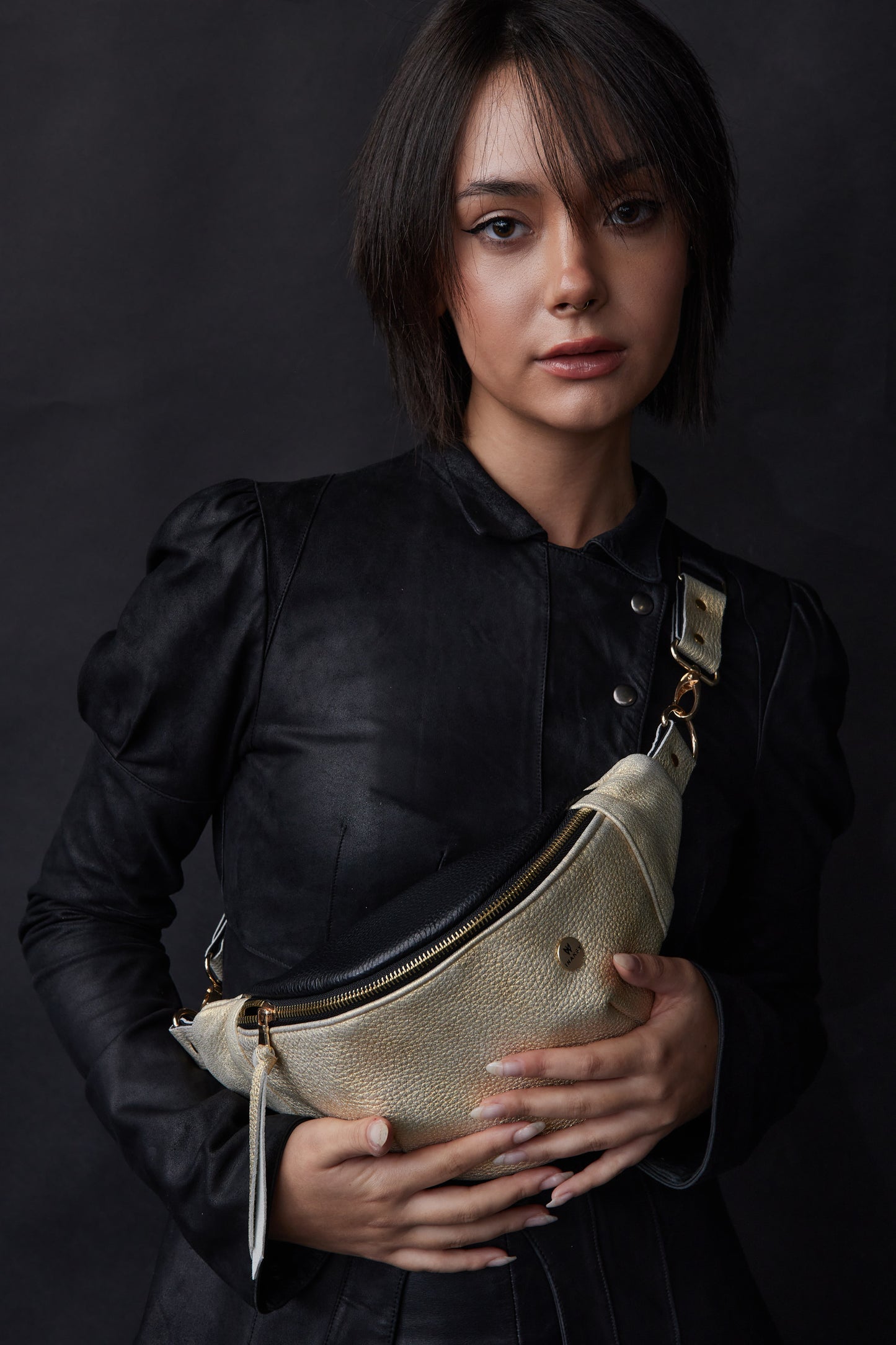 Twinkle Pop Gold Bum bag – Metallic Deer Leather, Limited Edition