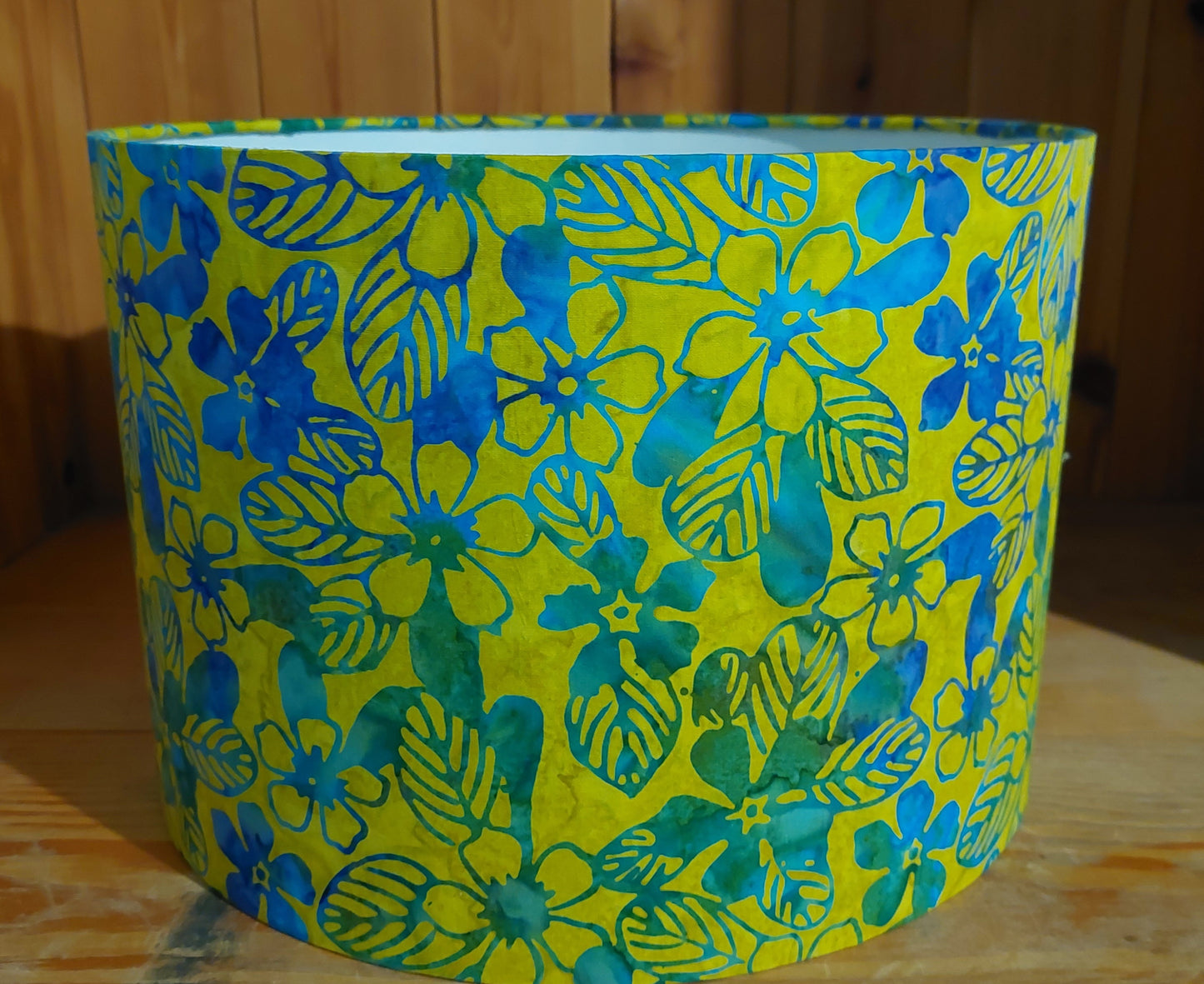 Blue & Lime Batik Lampshade
