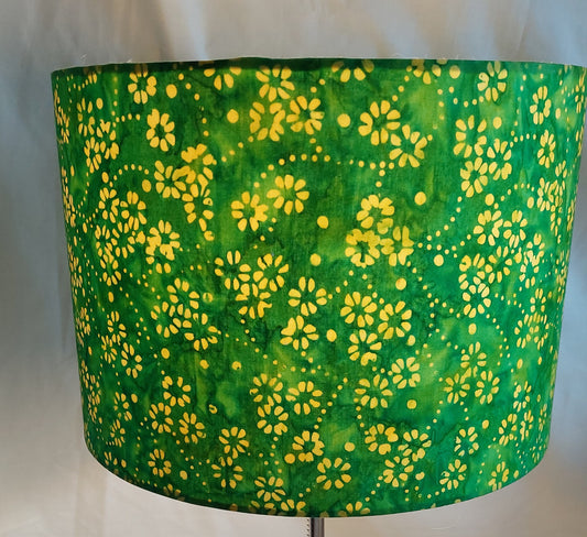 Yellow & Green Batik Lampshade