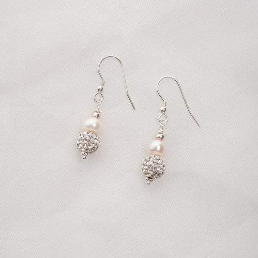 Marella – Freshwater Pearl & Rhinestone Drop Earrings