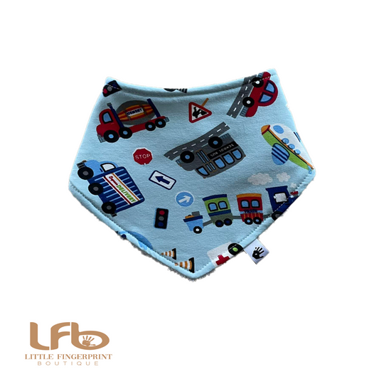 Transport - Handmade Baby Bandana Bib – Absorbent Dribble Bib for Teething Babies (0-24 Months)