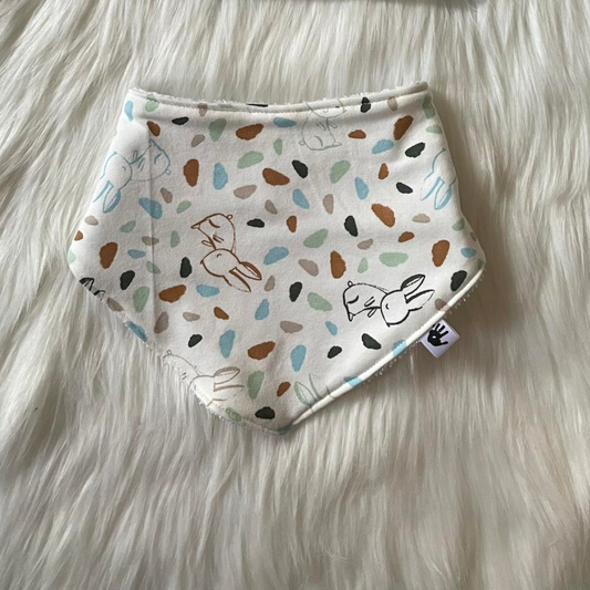 Baby Rabbits print- Handmade Baby Bandana Bib – Absorbent Dribble Bib for Teething Babies (0-24 Months)