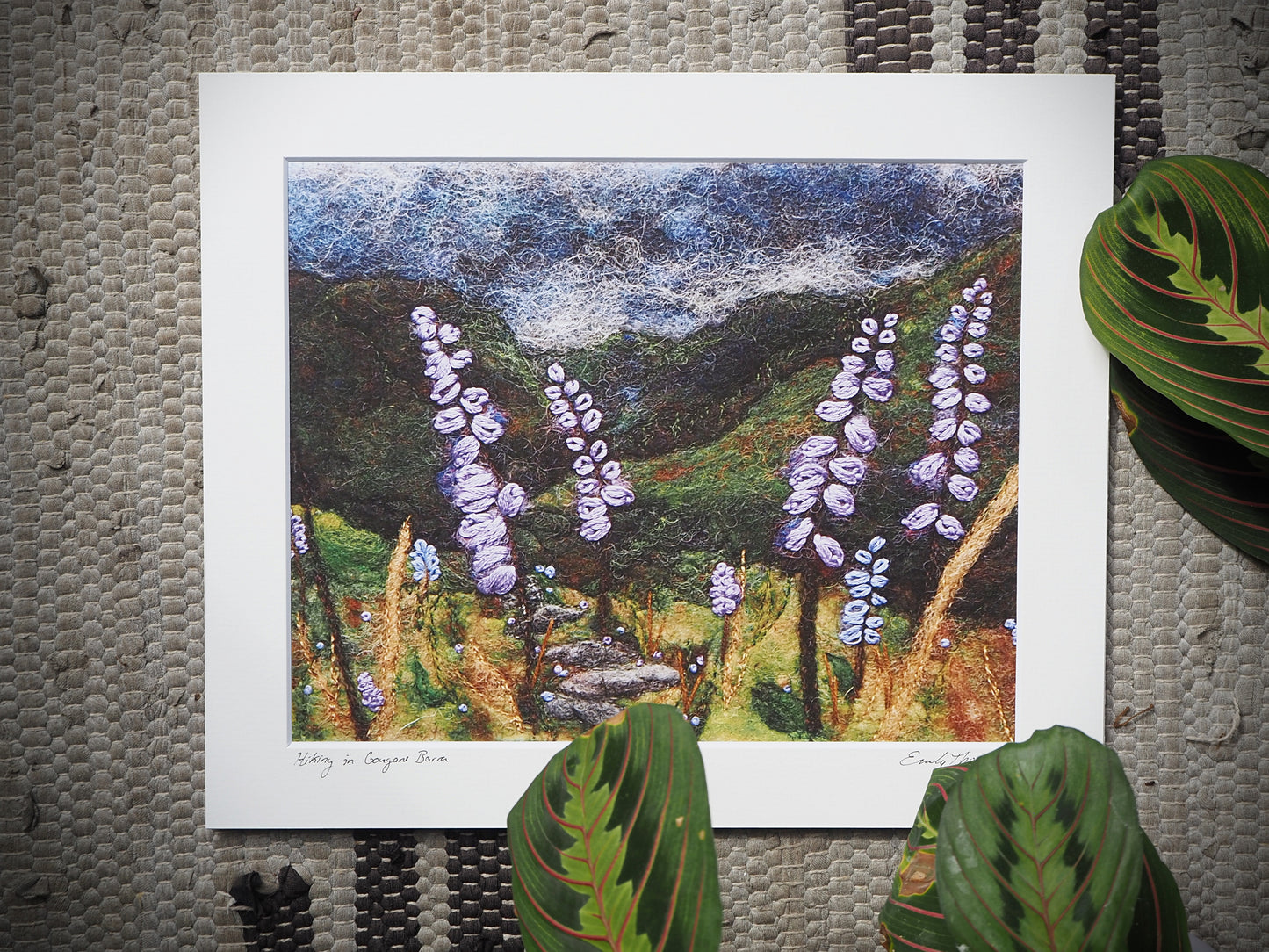 Hiking In Gougane Barra (Print of Needle Felted Original)