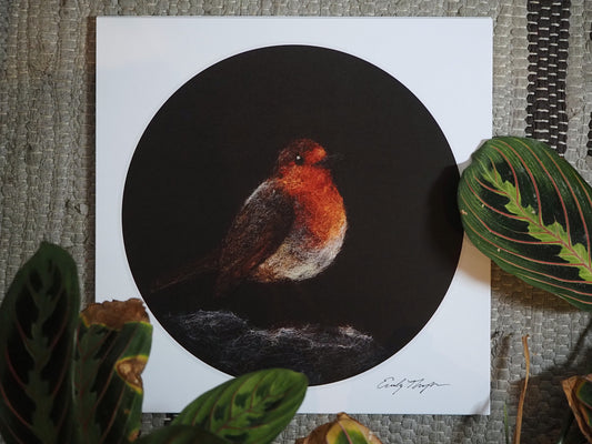 Robin Red Breast (Print of Needle Felted Original)