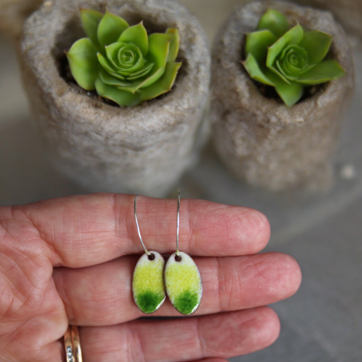 Lime Ombre Mini Hoops