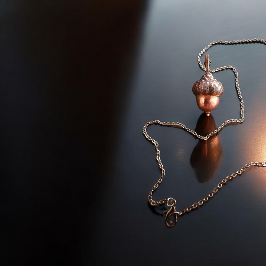 Copper Pendant “Acorn” — Real Form, Handmade Jewelry