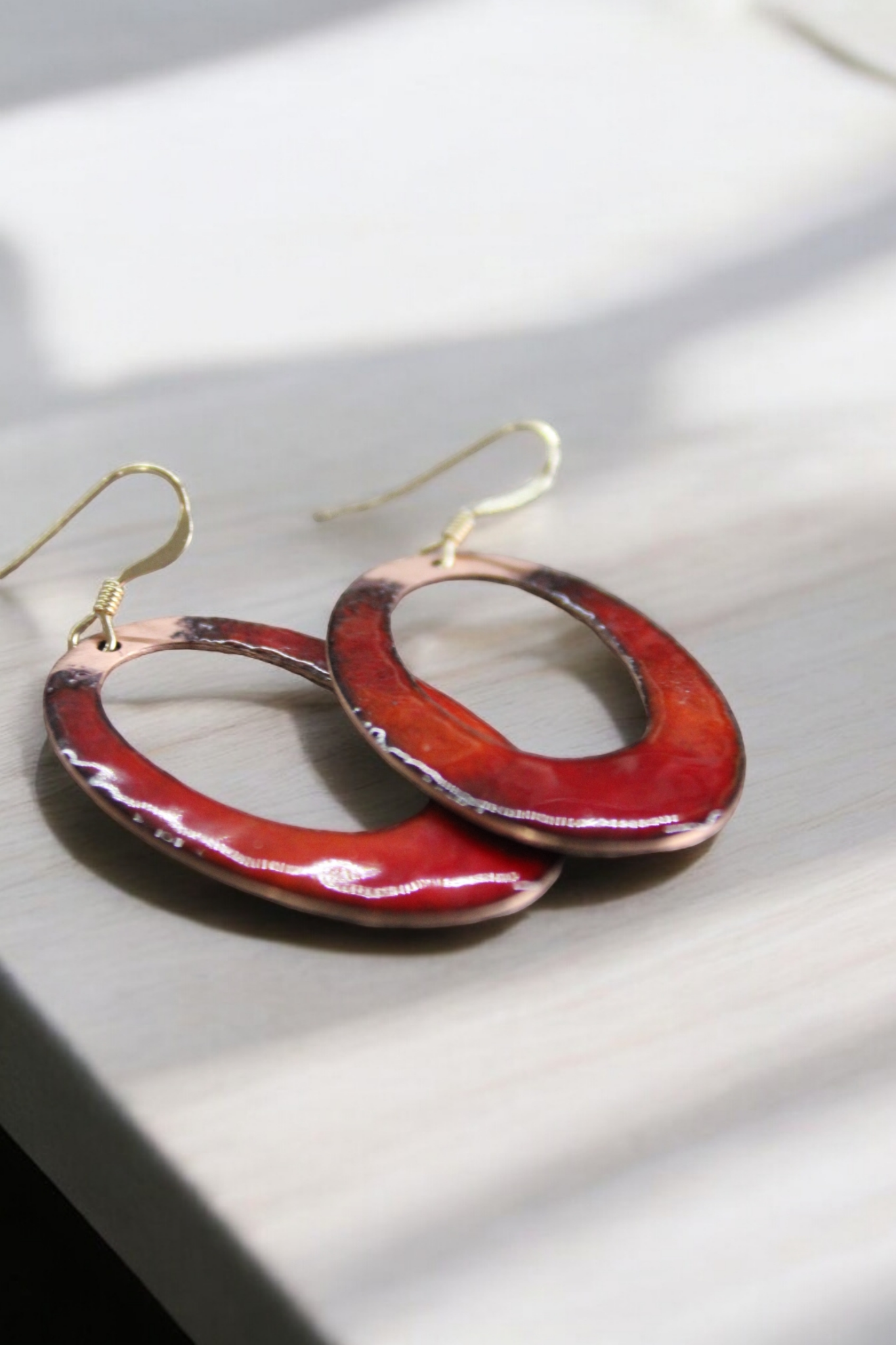 Red Hoops Earrings