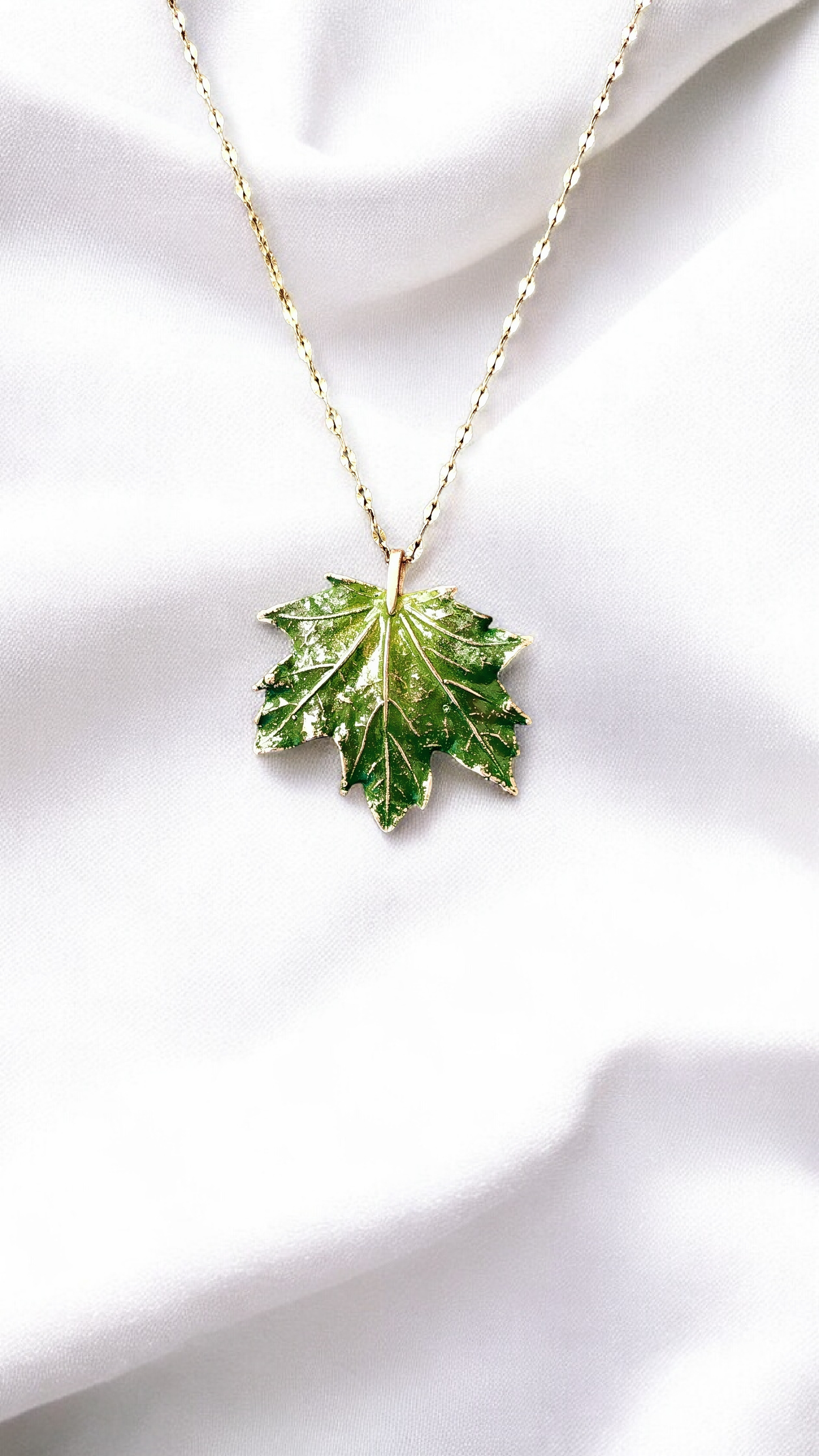 34 Copper Pendant “Green Maple Leaf”