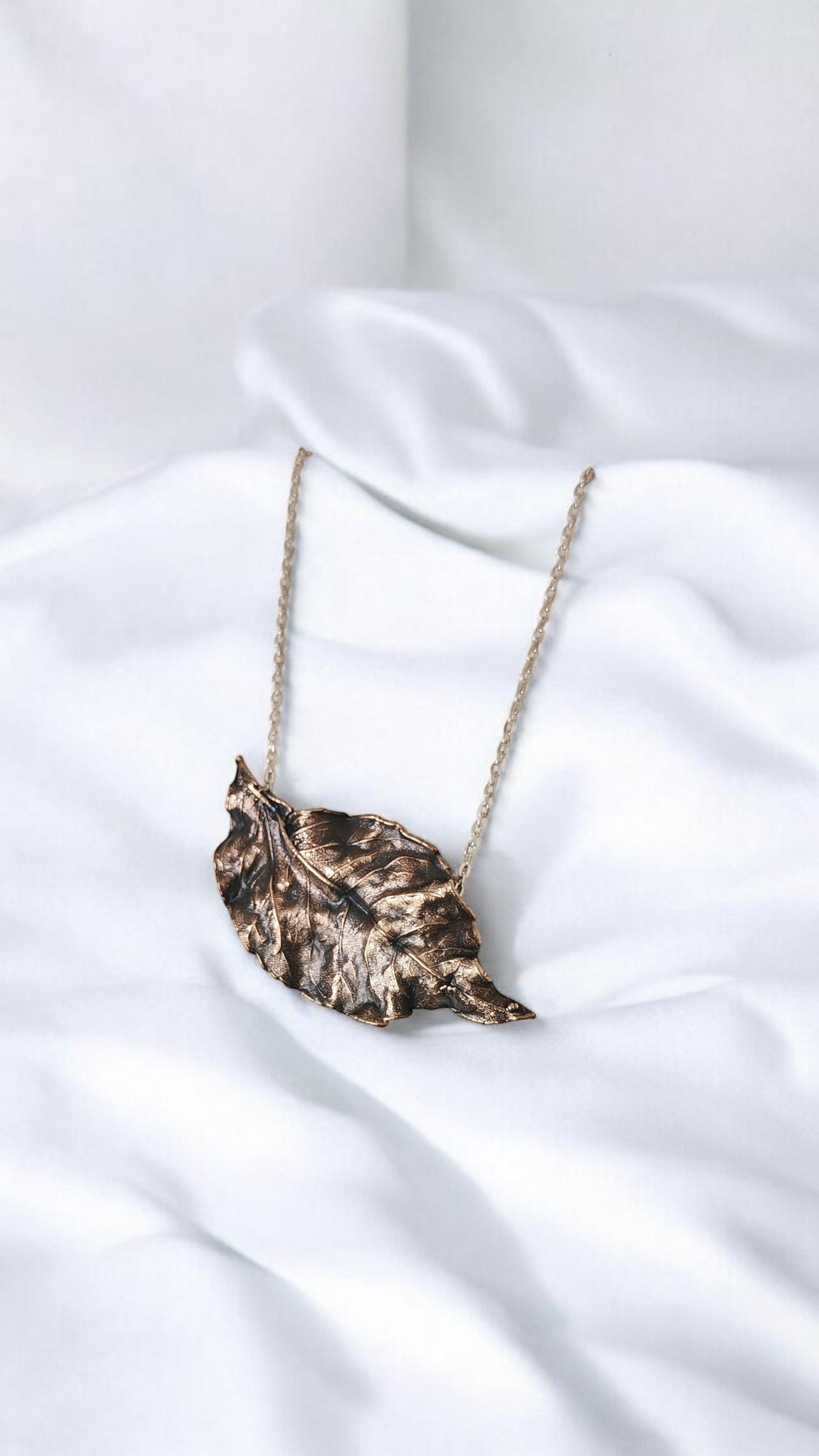 93 Cherry Leaf Necklace in Classic Patina Sweet Copper
