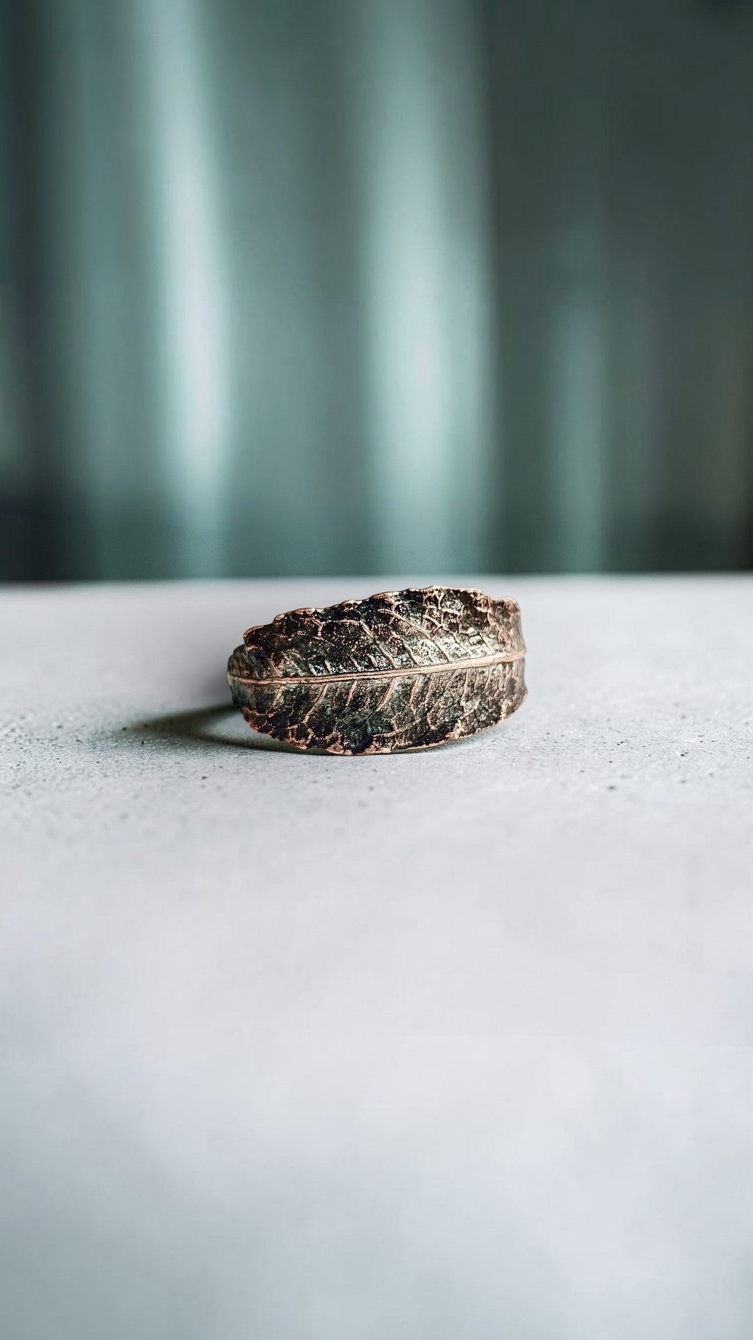 4/6 Graphite Woodland Leaf – Copper Cuff Bracelet