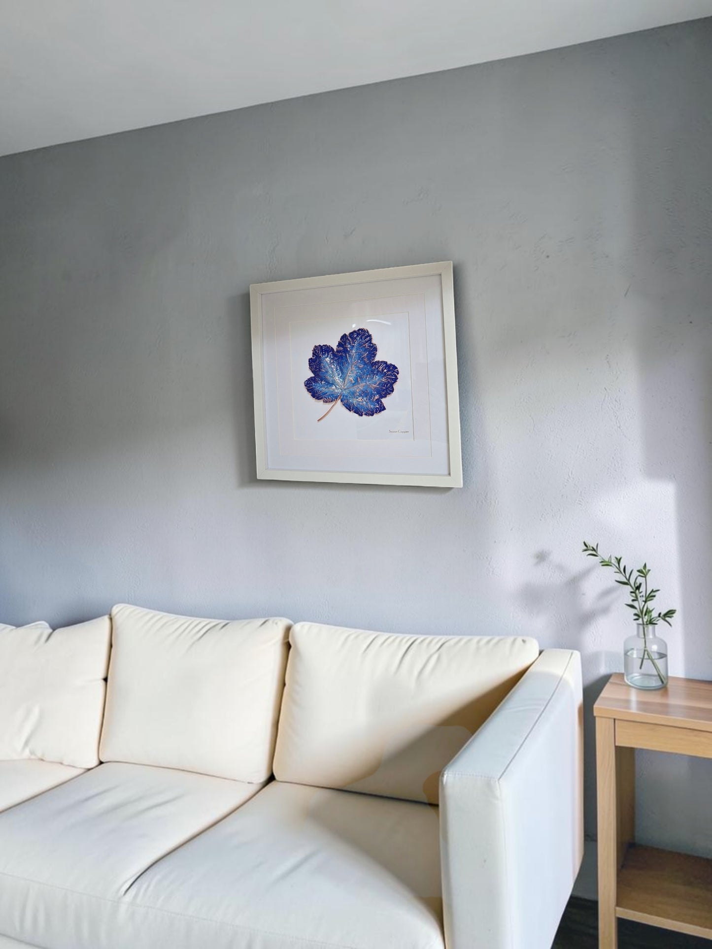 1. PIGS BACK. Deep Light – Framed Copper Grape Leaf Interior Art