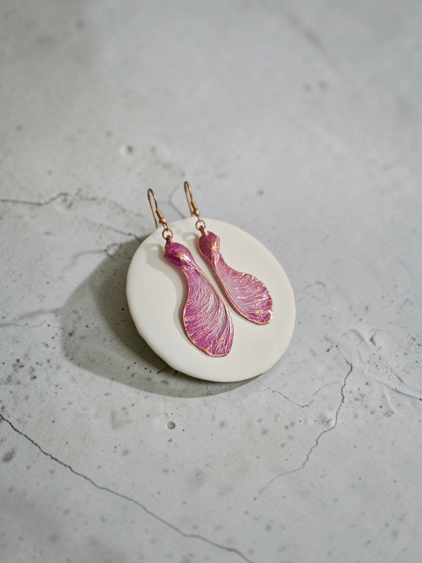 120 Maple Samara Earrings — Lilac Patina