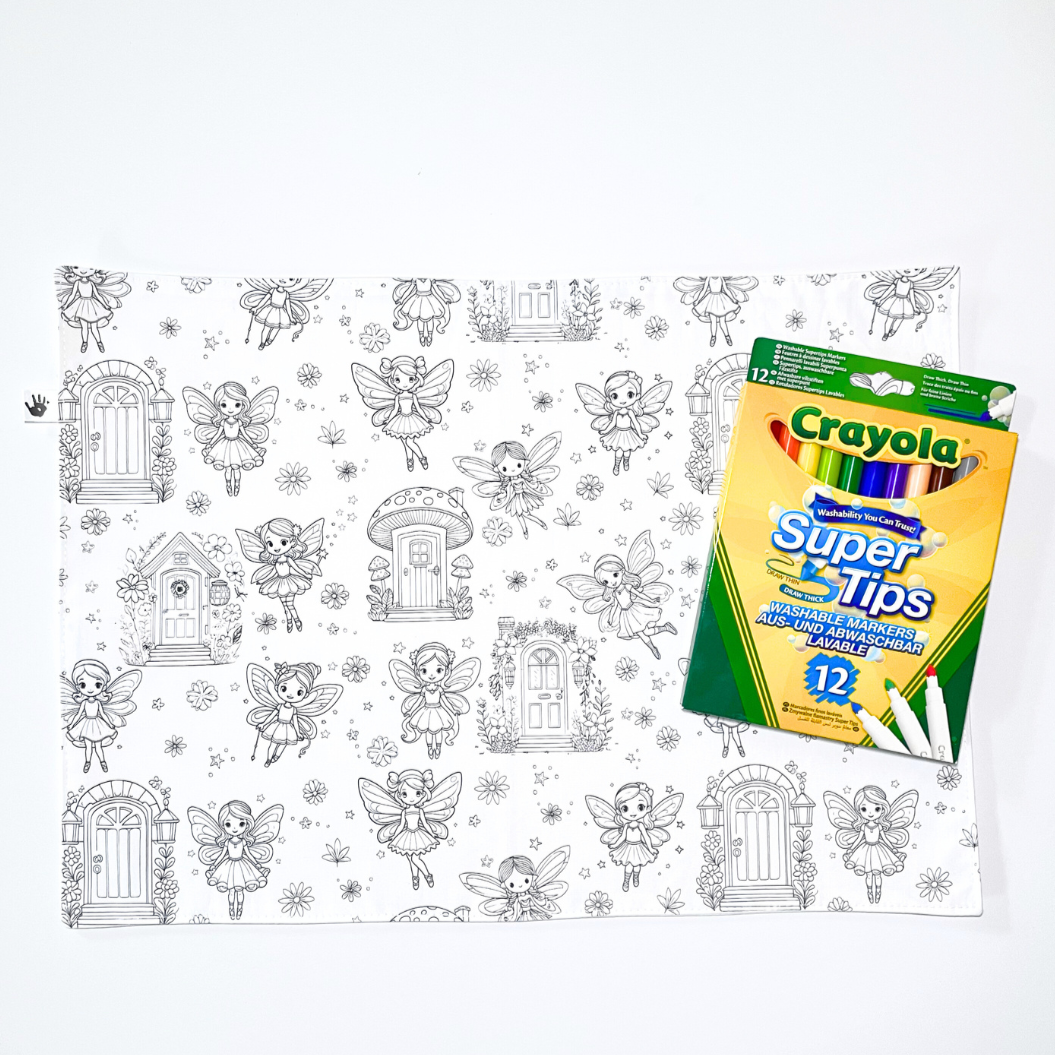 DC Fairytale 'Colour Me' Placemat with 12  Washable | Reversible Colouring Placemat