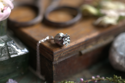 Sterling silver Poppy seed pendant