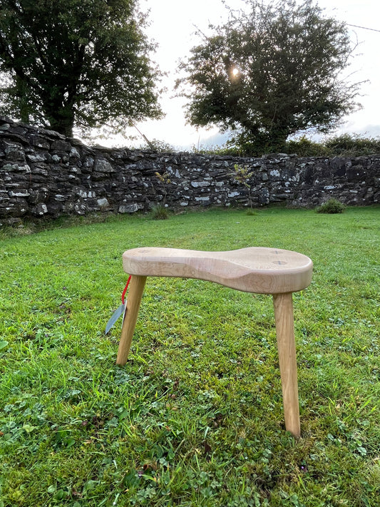 Solid Wooden Saddle Stool made from Irish Oak