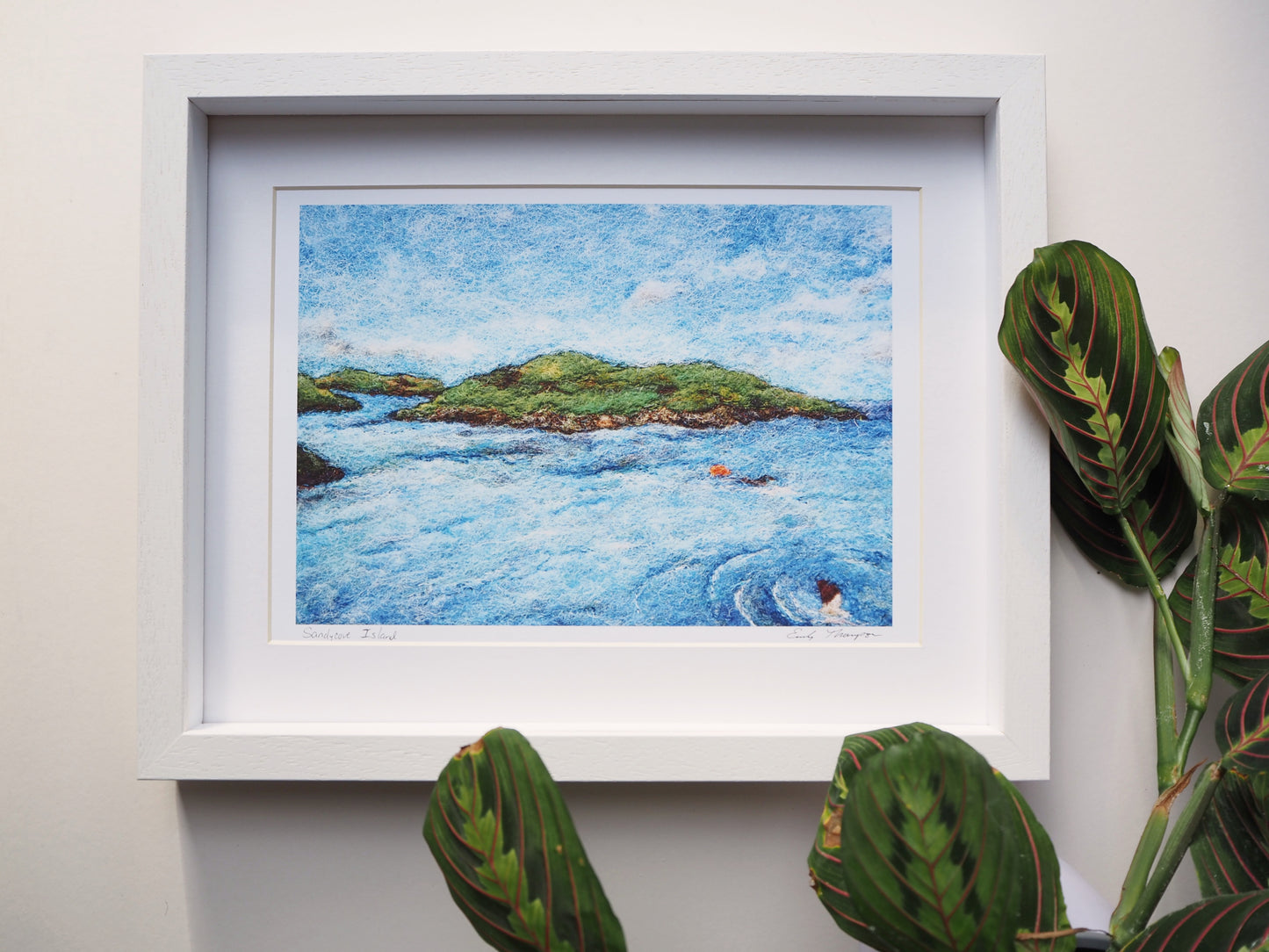 Sandycove Island (Framed Print of Needle Felted Original)