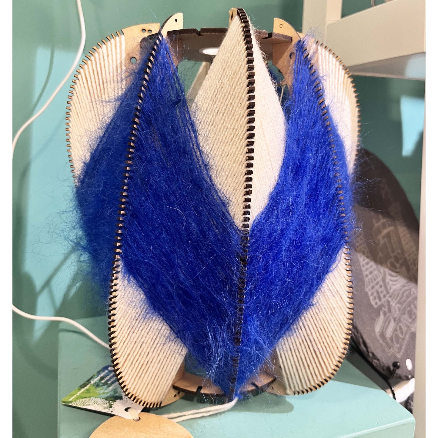 Mohair Electric Blue & Creamy White Lampshade