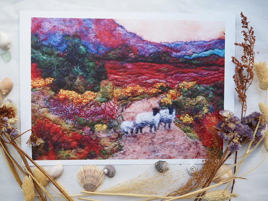 Sheep of Donegal (Print of Needle Felted Original)