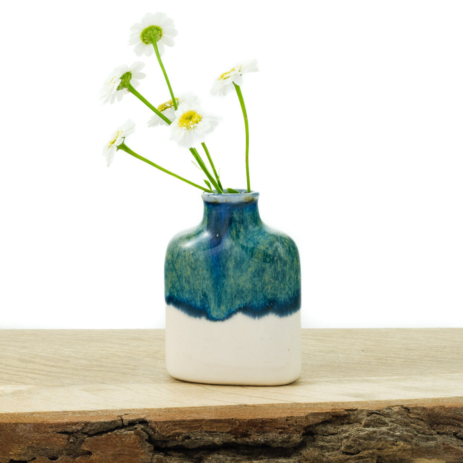 Ceramic Bud Vase - Hip Flask - Daisy Design