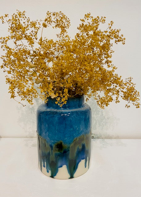 Aqua + Copper Ceramic Vase - Handmade in Ireland