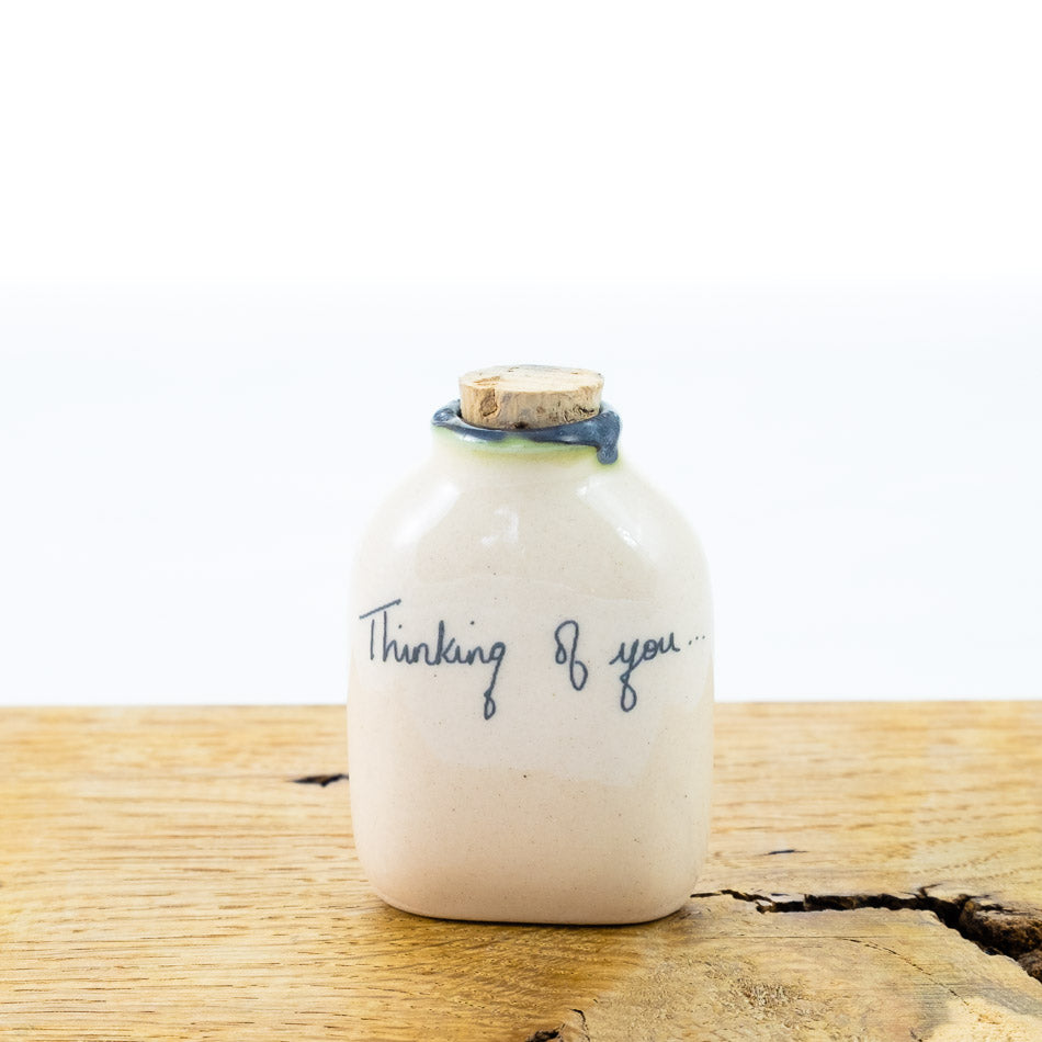 Message on a bottle : Thinking of you + Green Heart (small)