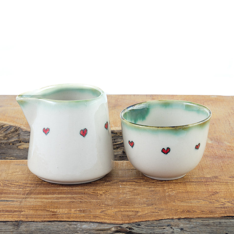 Ceramic jug and bowl set - 3 Heart design