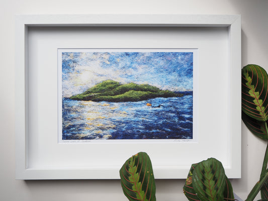 Sunrise Laps of Sandycove (Framed Print of Needle Felted Original)