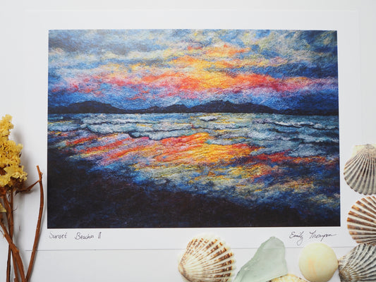 Sunset Beaches II (Print of Needle Felted Original)