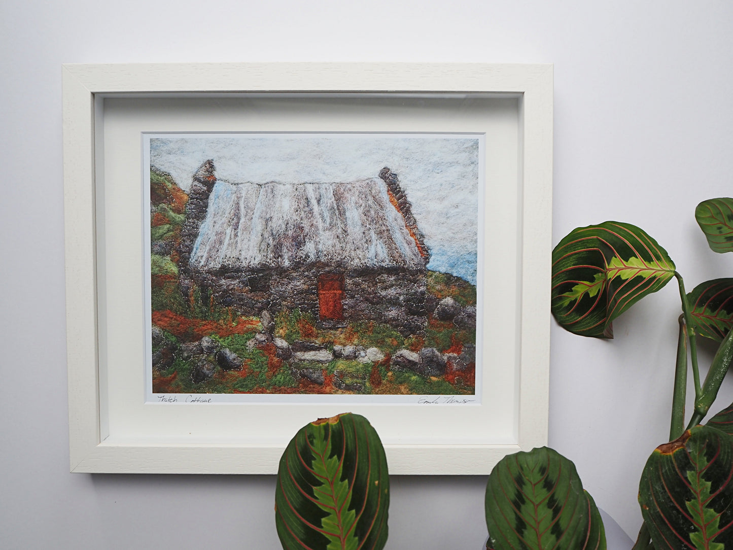 Thatch Cottage (Framed Print of Needle Felted Original)