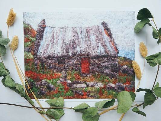 Thatch Cottage (Print of Needle Felted Original)