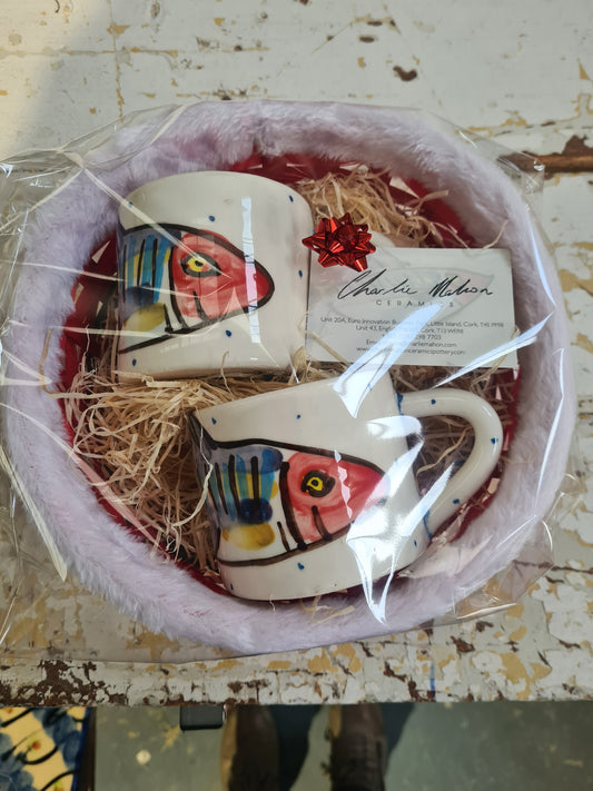 Two Mug Gift Set - Handmade and Hand Painted Pottery Gift Set