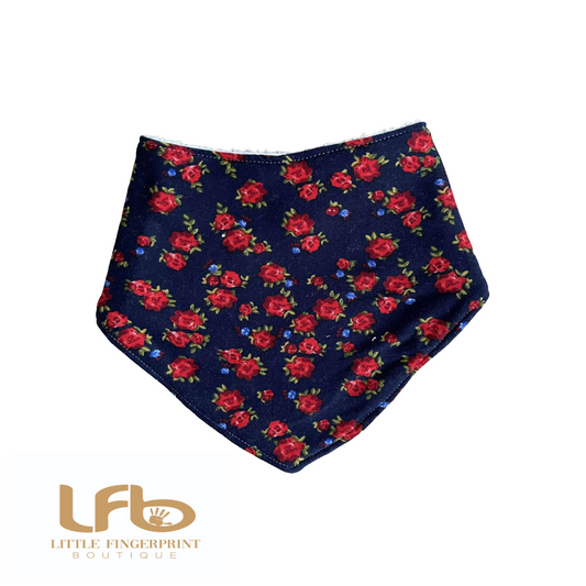 Vintage Red Rose -  Baby Bandana Bib – Absorbent Dribble Bib