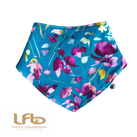Floral watercolour -  Baby Bandana Bib – Absorbent Dribble Bib