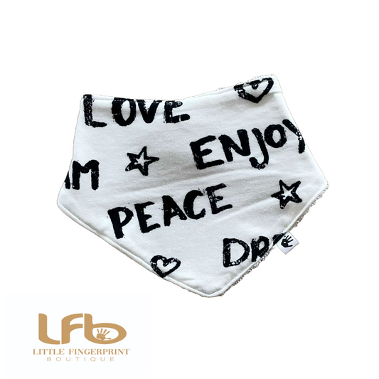 Peace -  Baby Bandana Bib – Absorbent Dribble Bib