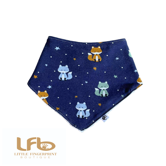 Fox on navy-  Baby Bandana Bib – Absorbent Dribble Bib