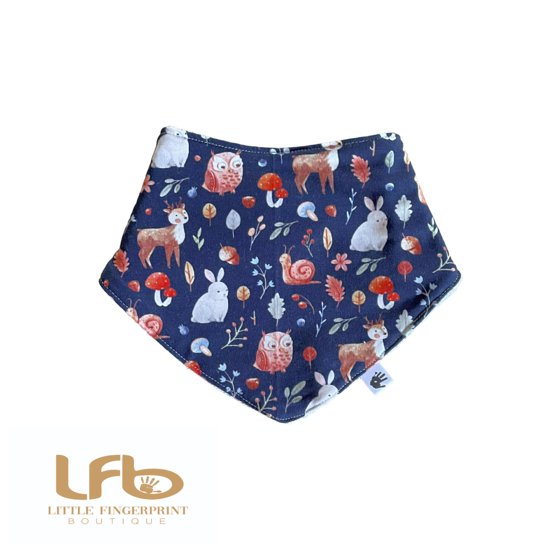 Woodland animal - Handmade Baby Bandana Bib – Absorbent Dribble Bib for Teething Babies (0-24 Months)