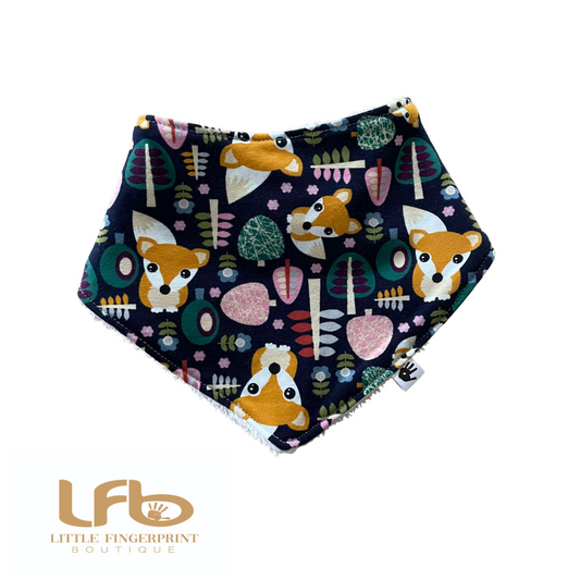Navy Fox-  Baby Bandana Bib – Absorbent Dribble Bib