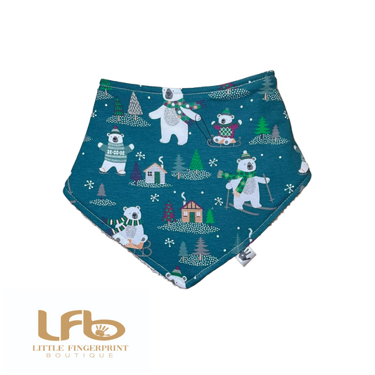 Green Polar Bear -  Baby Bandana Bib – Absorbent Dribble Bib