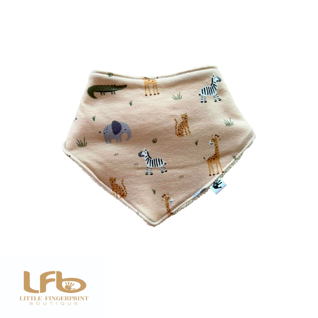 Safari Animals -  Baby Bandana Bib – Absorbent Dribble Bib