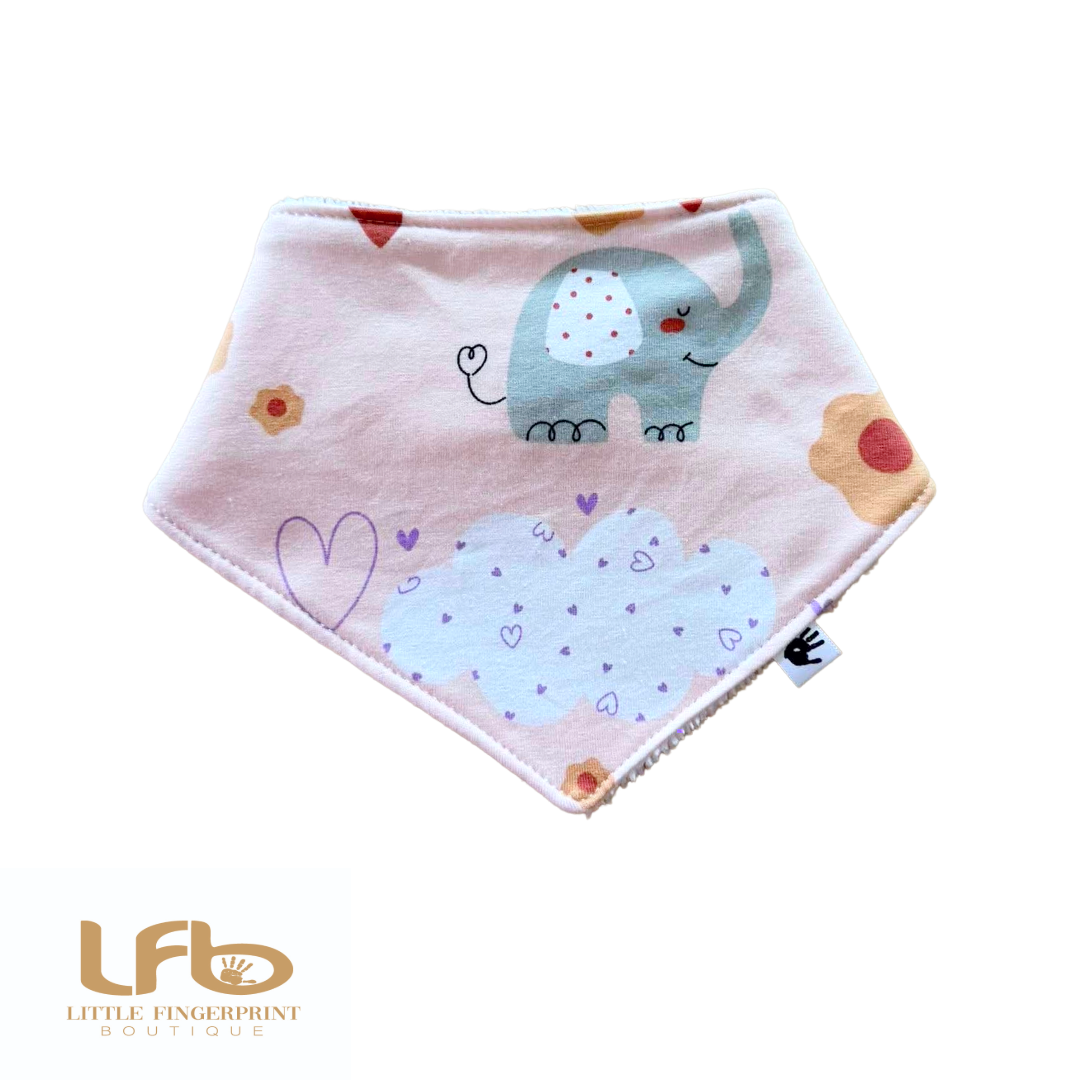 Elephants on pink-  Baby Bandana Bib – Absorbent Dribble Bib