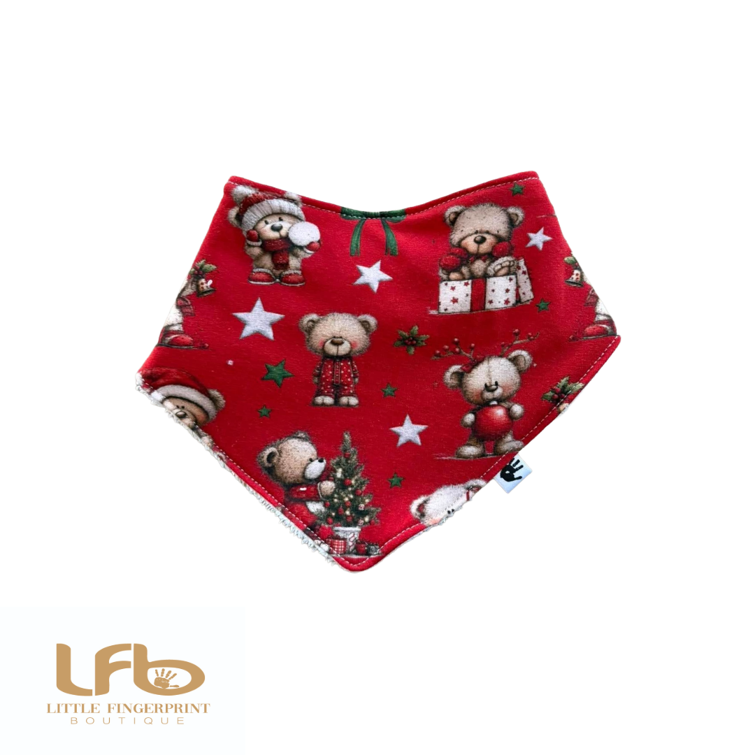 Bear Red -  Baby Bandana Bib – Absorbent Dribble Bib