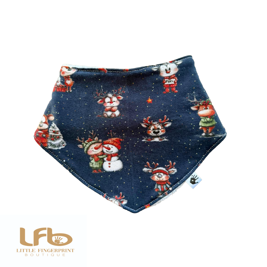 Reindeer Navy -  Baby Bandana Bib – Absorbent Dribble Bib