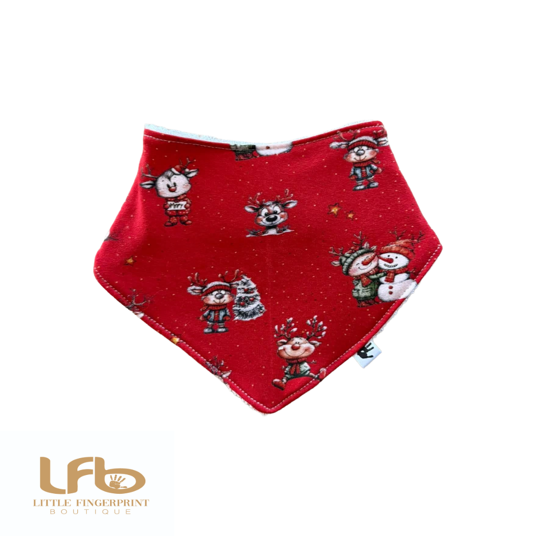 Reindeer Red -  Baby Bandana Bib – Absorbent Dribble Bib