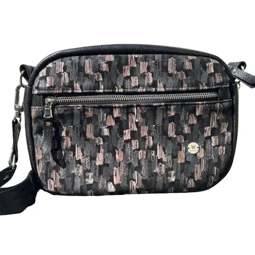 Artistic Pattern Black Leather Bag – Handmade Unique Leather Handbag