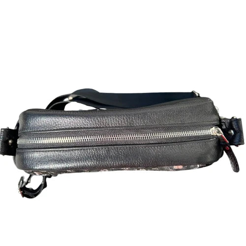 Artistic Pattern Black Leather Bag – Handmade Unique Leather Handbag