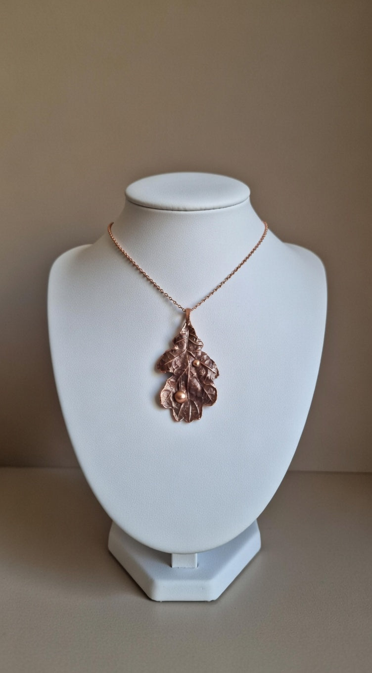 76 Oak Leaf. Droplet Copper Pendant