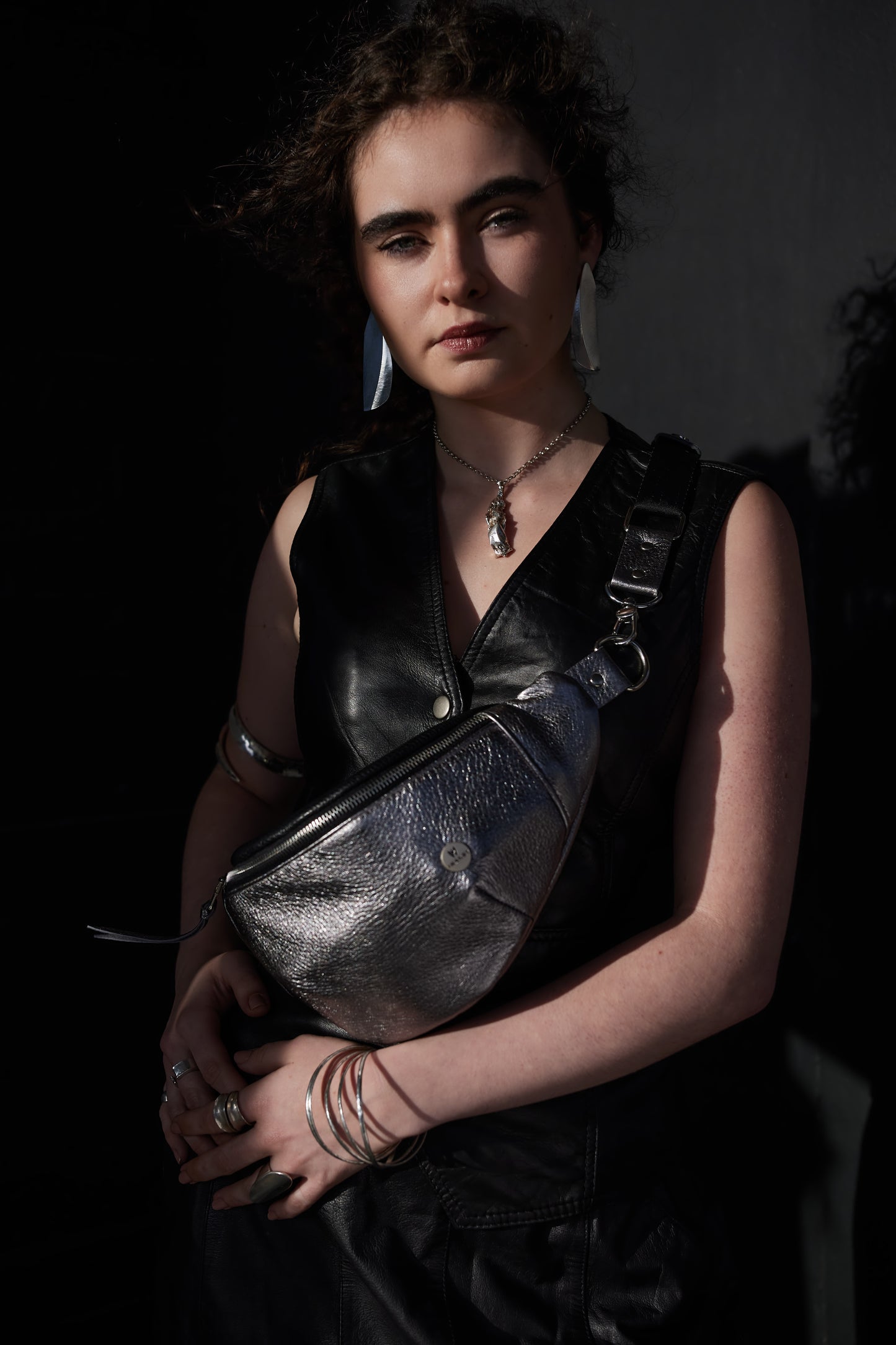 Twinkle Pop Silver Bum bag – Metallic Deer Leather, Limited Edition